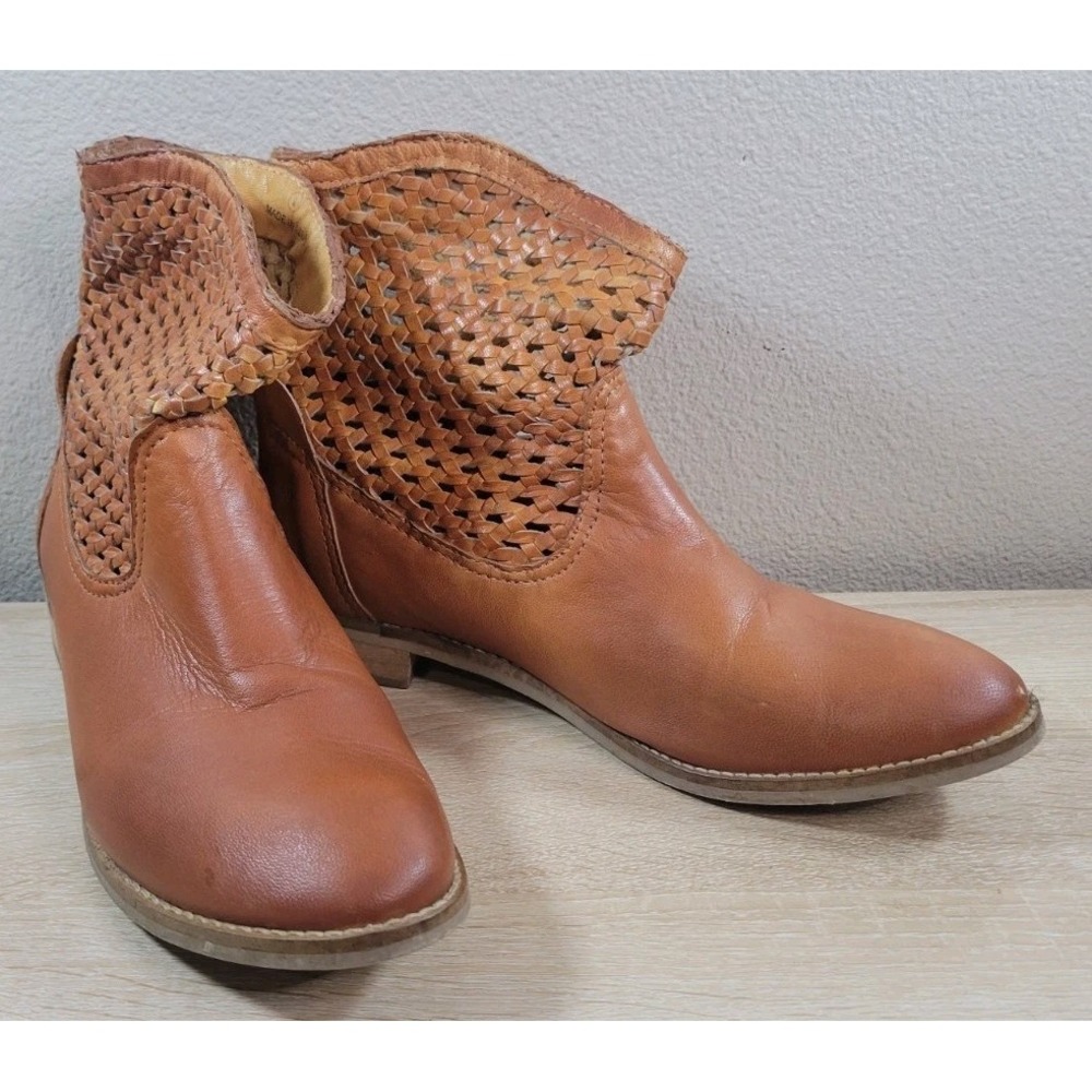 Seychelles Woven Leather Western‎ Ankle Boots Womens 9 Brown Boho Made In India